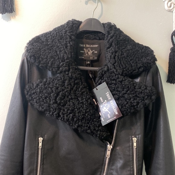 🖤🖤🖤 True Religion - Onyx Shearing Biker Jacket Size Small - Picture 3 of 11